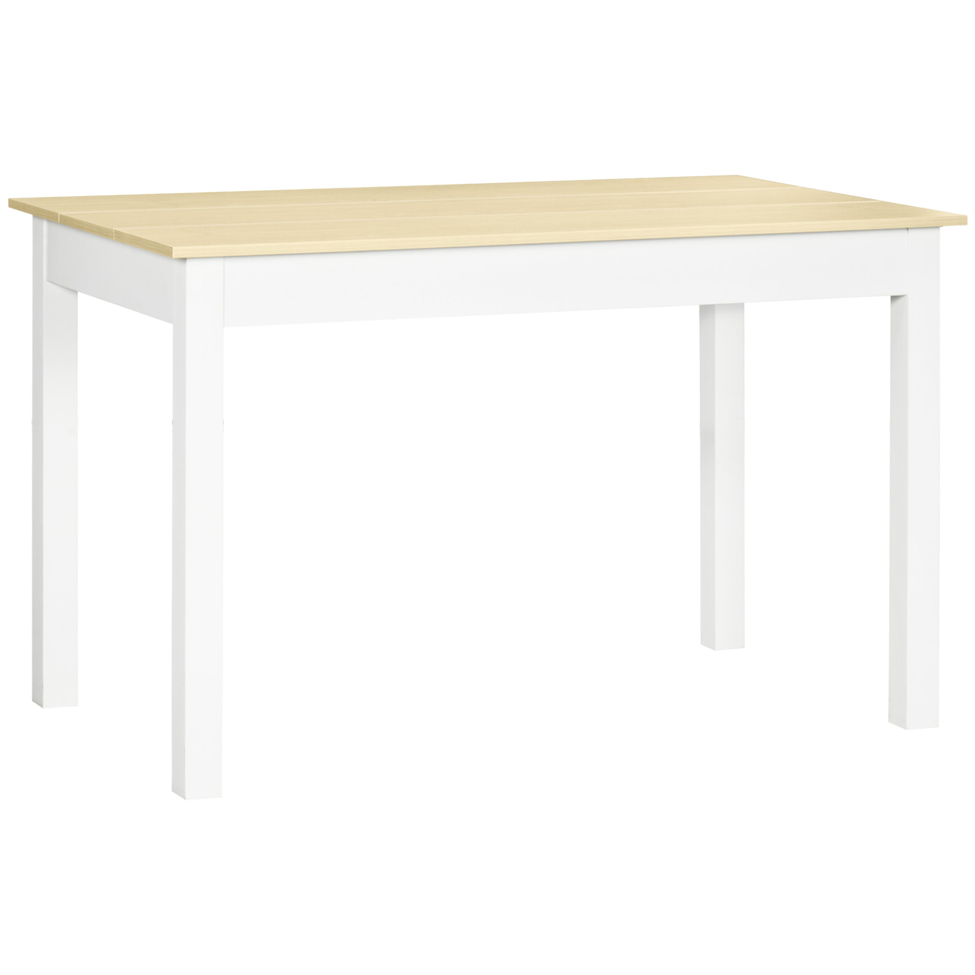 Table à manger grand plateau 4-6 personnes dim. 119L x 70l x 75H cm blanc aspect bois clair