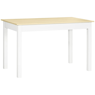 Table à manger grand plateau 4-6 personnes dim. 119L x 70l x 75H cm blanc aspect bois clair