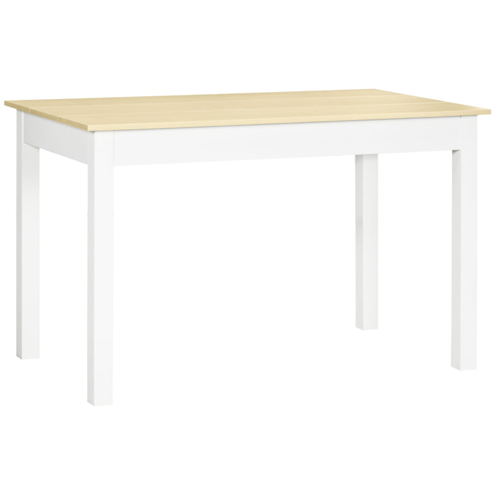 Table à manger grand plateau 4-6 personnes dim. 119L x 70l x 75H cm blanc aspect bois clair