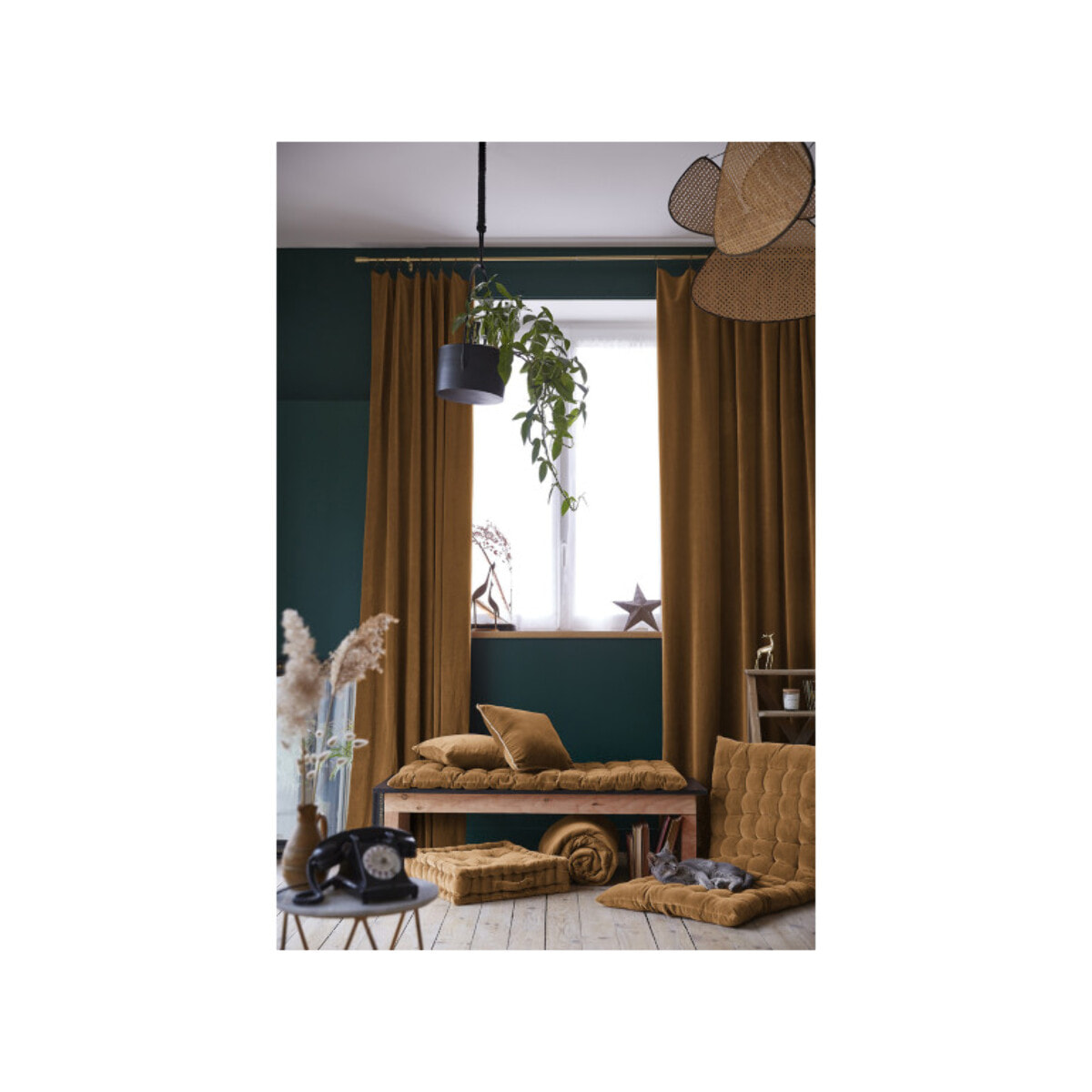 Rideau ajustable 140 x 270 cm en velours de coton - CESAR