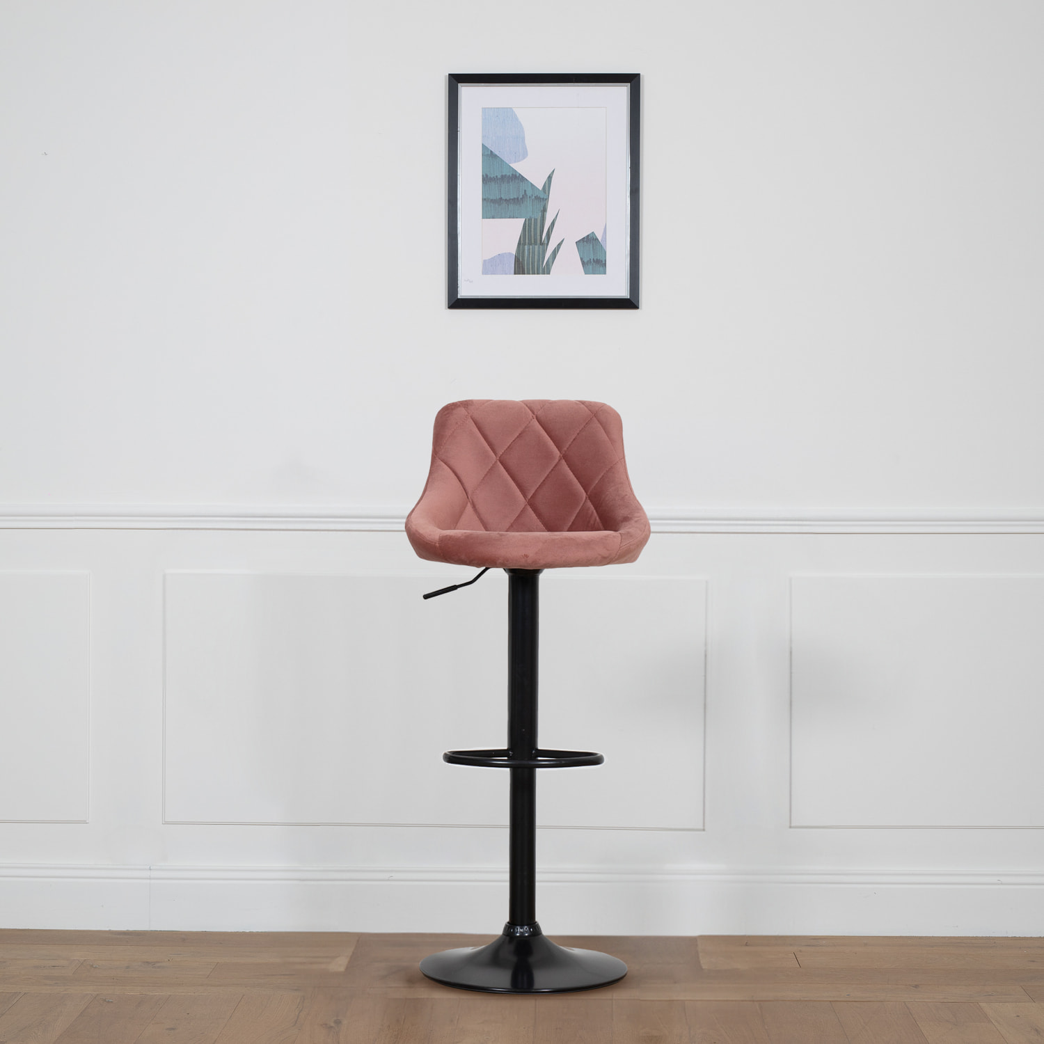 Tabouret de bar en velours rose ROBIN