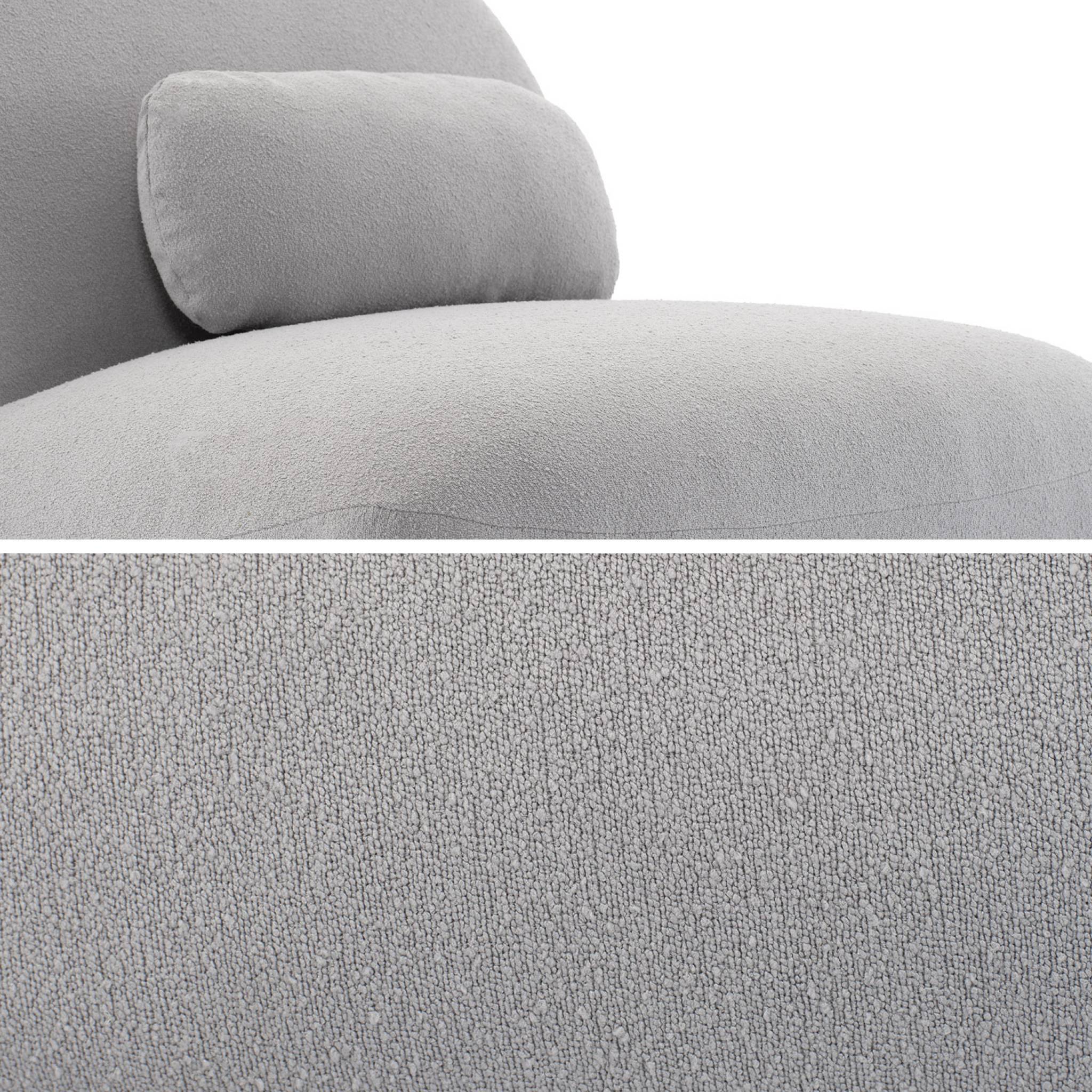 Fauteuil pivotant 360° en bouclette texturée gris clair. piètement en métal noir mat - SPINO