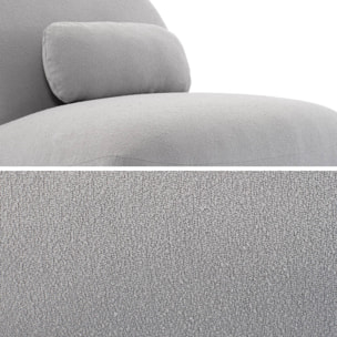 Fauteuil pivotant 360° en bouclette texturée gris clair. piètement en métal noir mat - SPINO