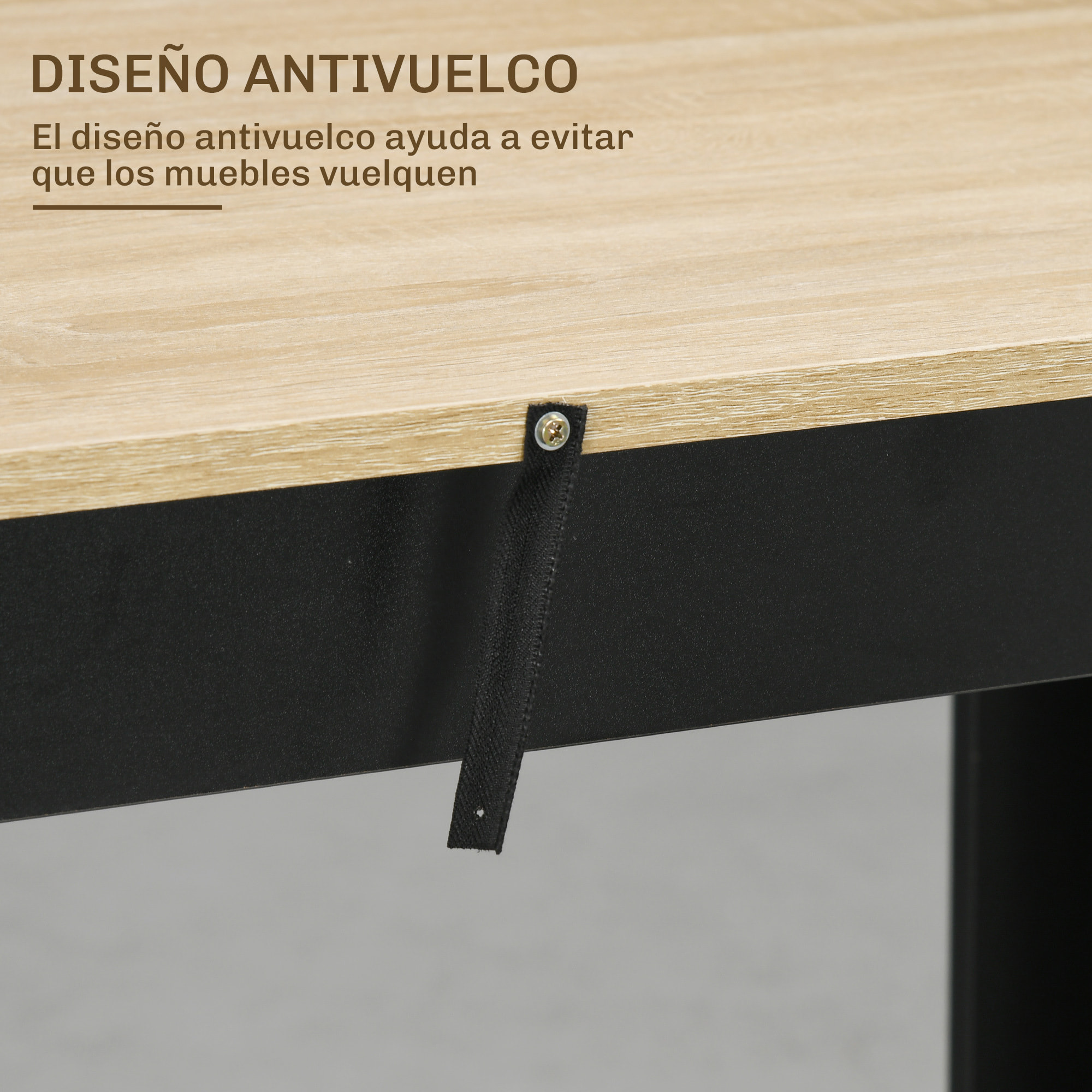 Mesa Alta de Bar, Mesa de Cocina con 3 Estantes Laterales, Estilo Moderno, para Comedor, Salón, 112x57x106 cm, Negro y Natural