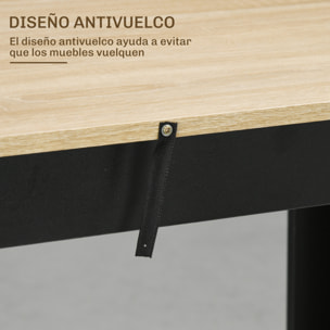 Mesa Alta de Bar, Mesa de Cocina con 3 Estantes Laterales, Estilo Moderno, para Comedor, Salón, 112x57x106 cm, Negro y Natural