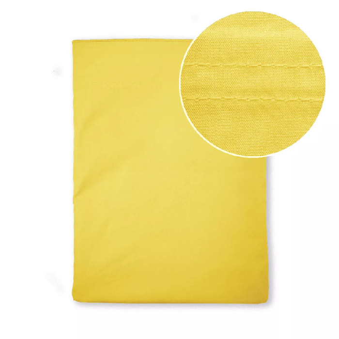Drap plat percale de coton uni jaune La percale mimosa