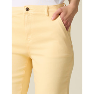 Oltre - Pantaloni cropped in drill misto cotone - Giallo