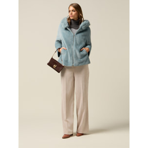 Oltre - Parka corto con cappuccio - Azzurro