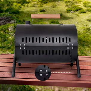 Griglia a carbone con camino, maniglia, 2 vassoi per griglia e 2 vassoi da forno.