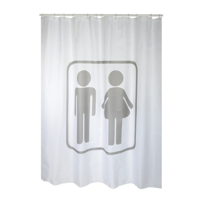 Rideau de douche Polyester H/F 180x200cm QUALITE PRMEIUM Gris & Blanc
