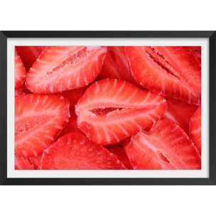 Affiche cuisine salade de fraises Affiche sous cadre noir