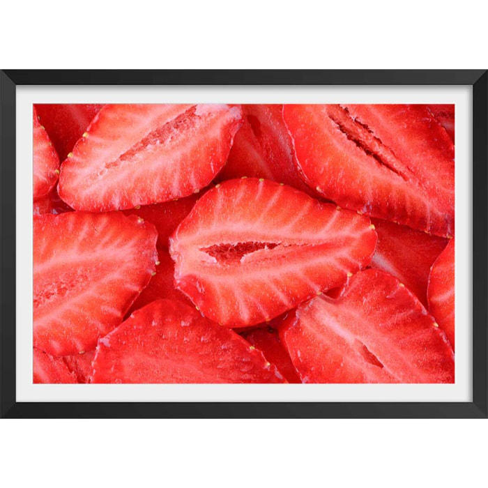 Affiche cuisine salade de fraises Affiche sous cadre noir
