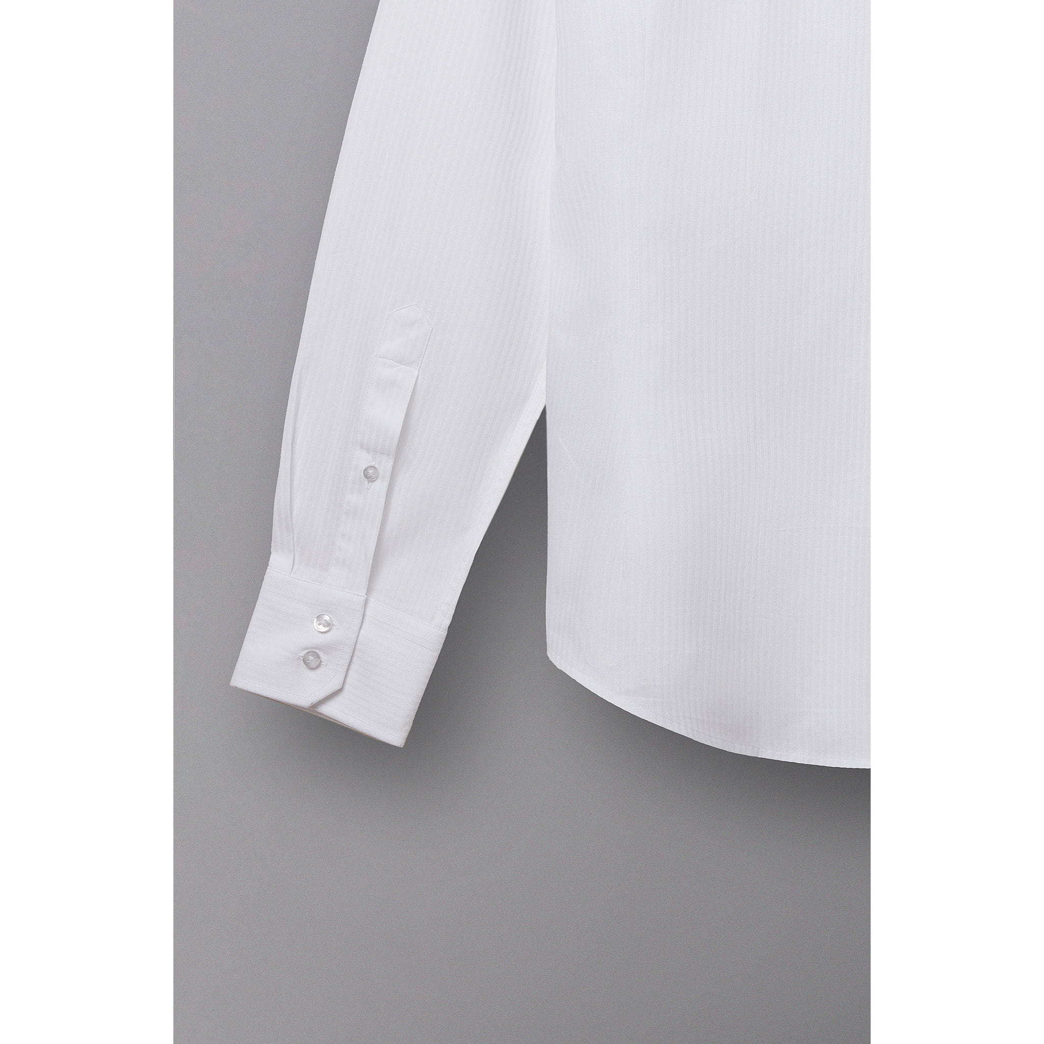 Camicia Uomo 2 Bottoni Button Down Slim Jacquard Fantasia Bianco e Bianco