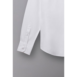 Camicia Uomo 2 Bottoni Button Down Slim Jacquard Fantasia Bianco e Bianco