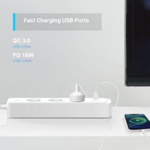 Prise connectée TP-LINK Tapo P300 Wif i+2 USB+1 USB C