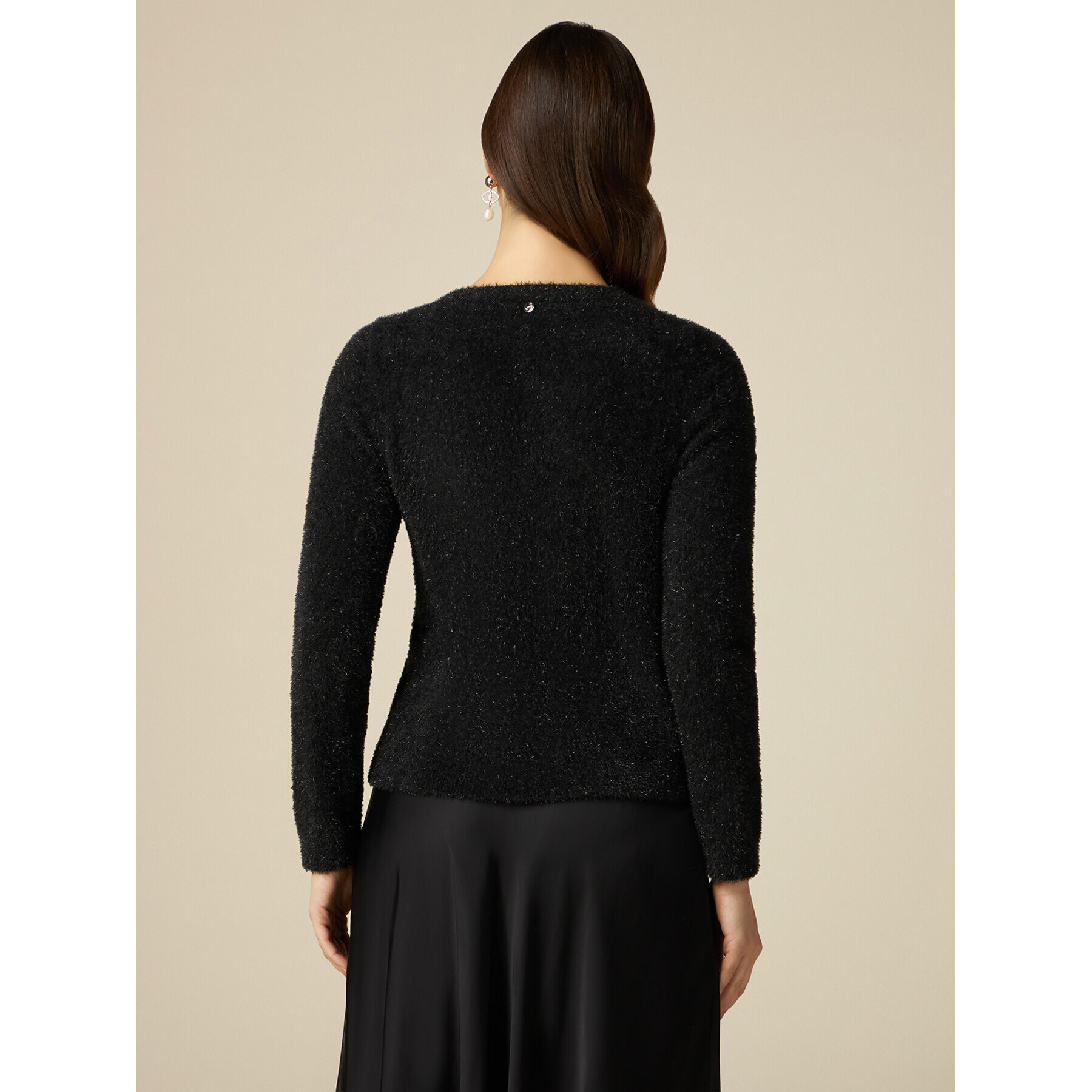 Oltre - Cardigan lurex effetto peluche - Nero