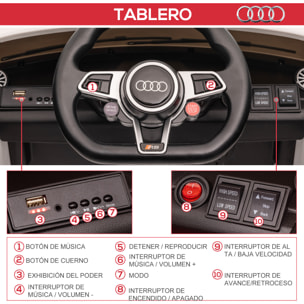 Audi TT Eléctrico Infantil con Control Remoto Música y Luces Modos Aprendizaje