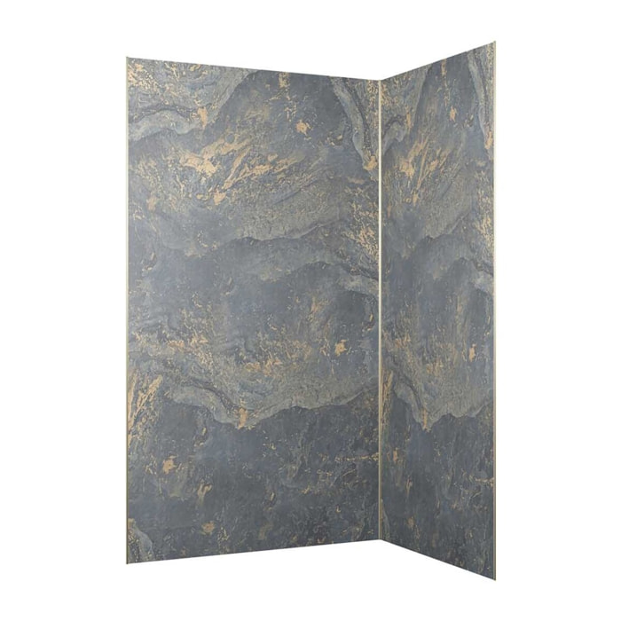 Pack 2 Panneaux Muraux en Pierre Venus 120+90x210 cm + Profilés Or Doré Brossé