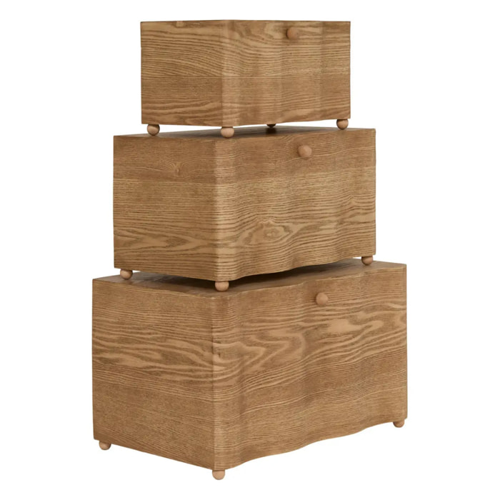 Lot de 3 malles rectangulaires Nikita marron