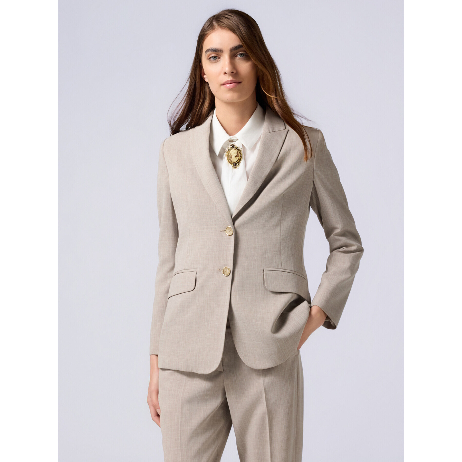 Oltre - Blazer fluido misto viscosa - Beige