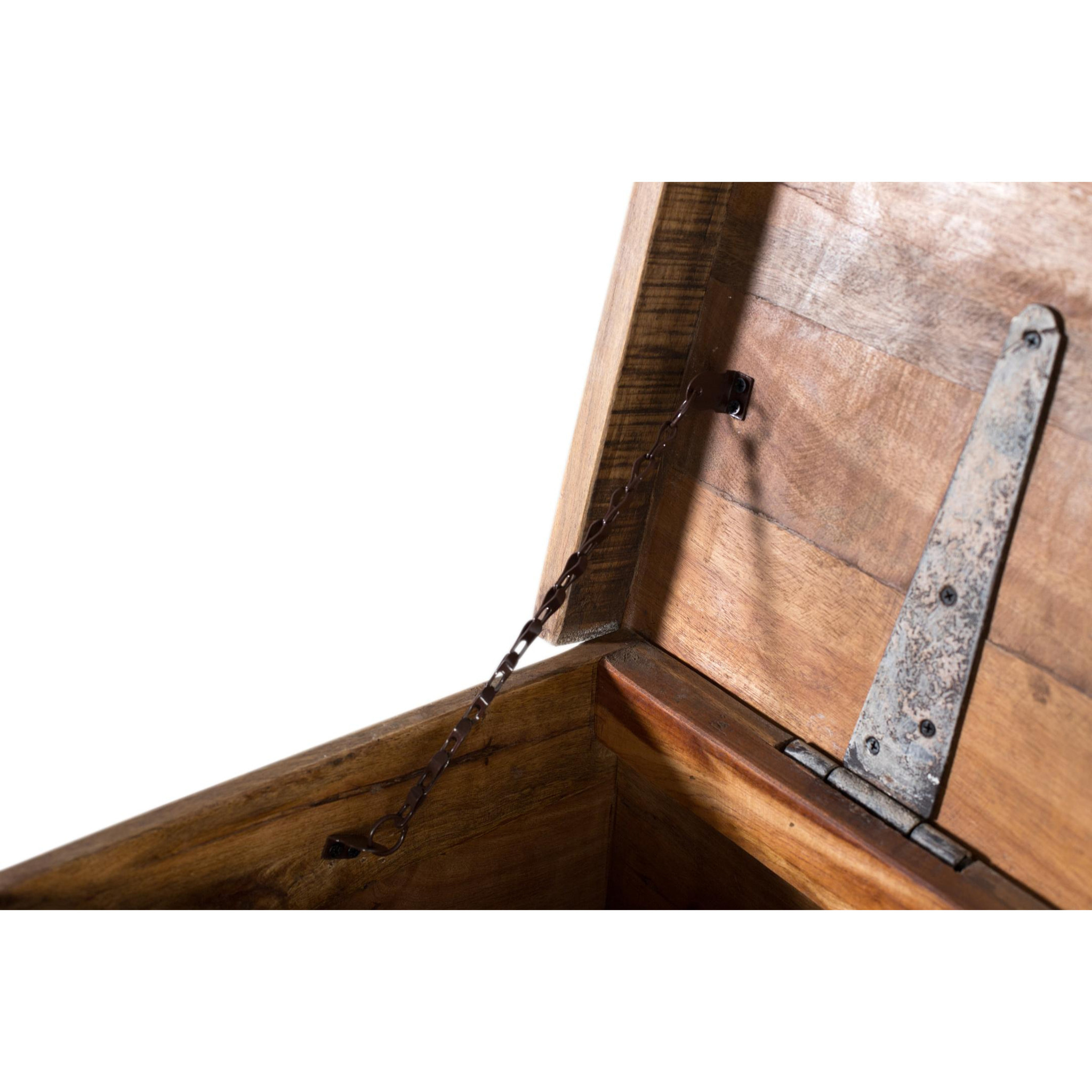 Coffre en bois de manguier 87 cm style vintage industriel