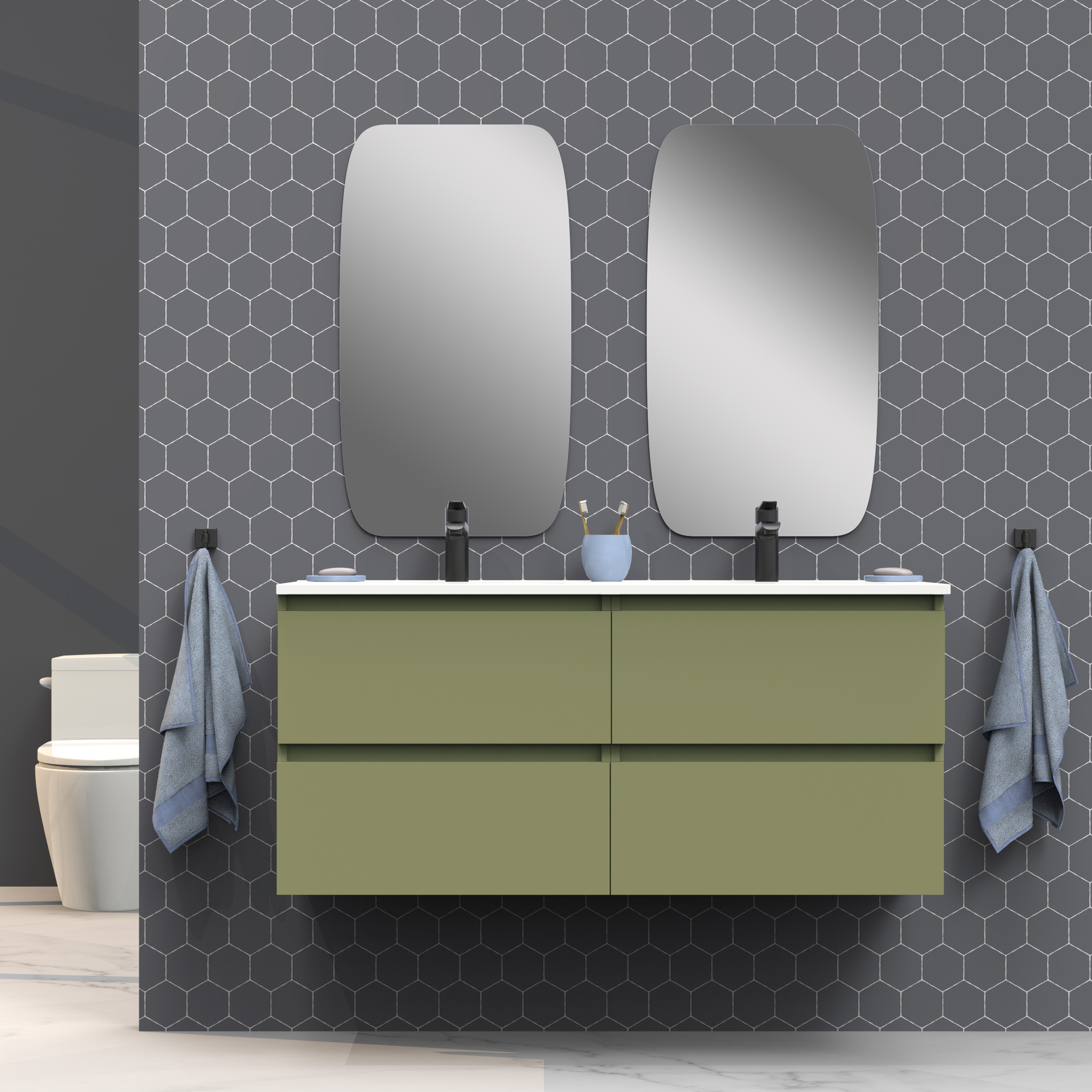 Ensemble de salle de bain IRONA 2C, 120cm, comprend lavabo et miroir