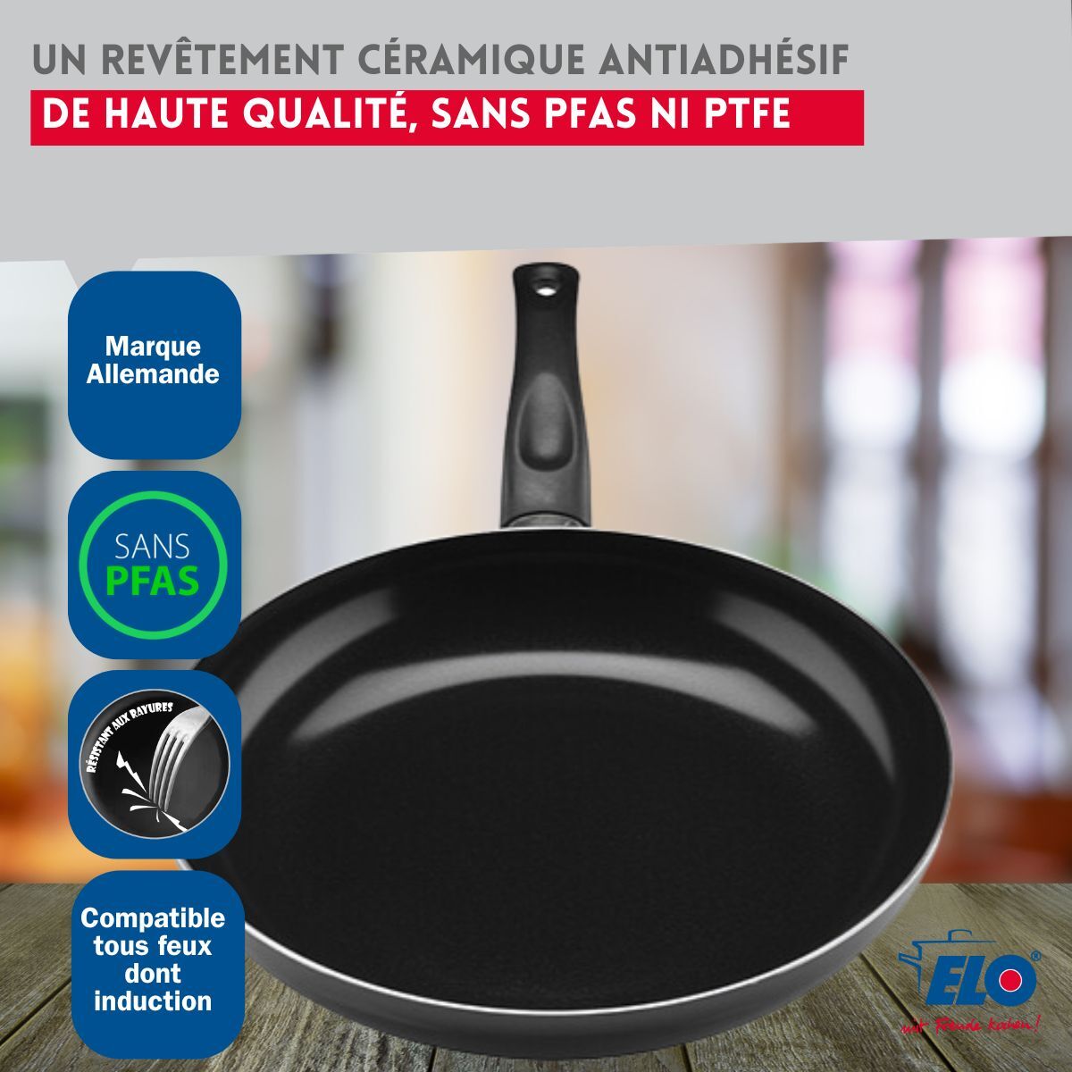 Poêle céramique sans PFAS Prima Cucina Elo