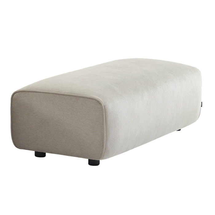 Pouf, repose-pieds pour canapé d'angle 3 places Wallas velours côtelé WALLAS