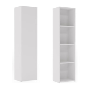 Libreria chiusa LONI 160x40 cm bianca con anta e ripiani interni