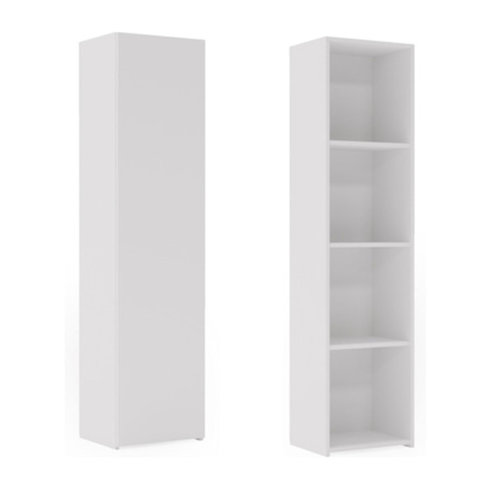 Libreria chiusa LONI 160x40 cm bianca con anta e ripiani interni