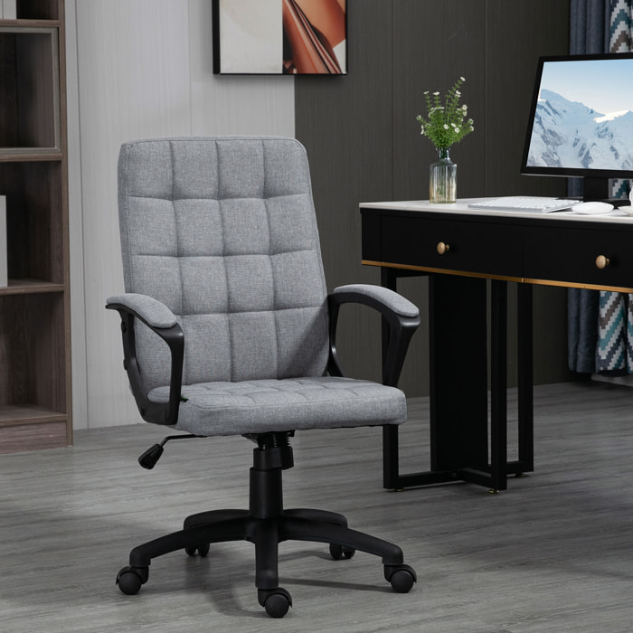 Chaise de bureau design Chesterfield effet capitonné réglable tissu gris