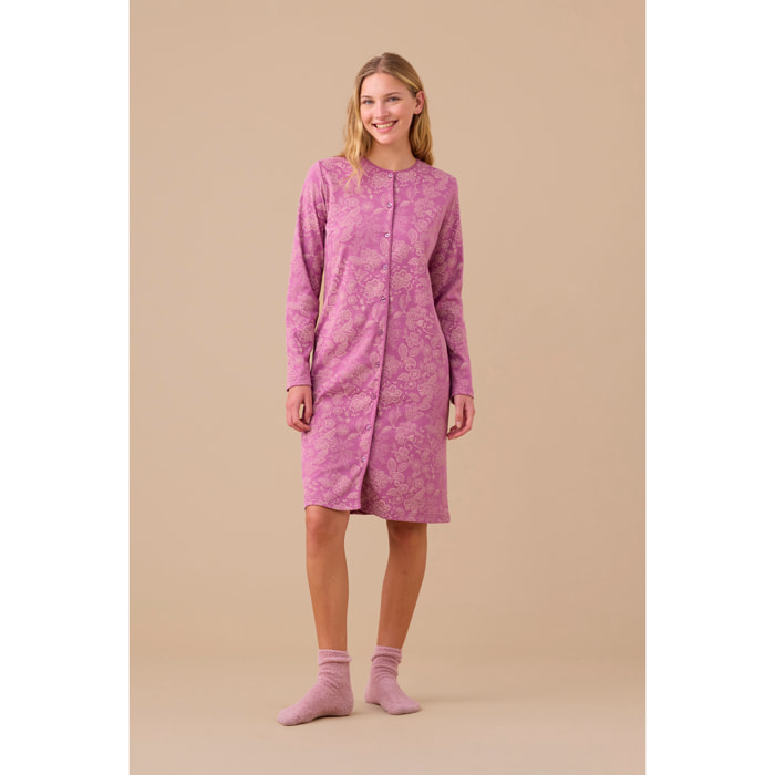 Camicia da notte donna caldo cotone con apertura frontale articolo flory Noidinotte