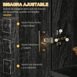 Alacena de Cocina Mueble Auxiliar de Cocina Alta con 6 Puertas Cajón Encimera Abierta y Estantes Ajustables Estilo Moderno Negro Veteado 101x39x180 cm