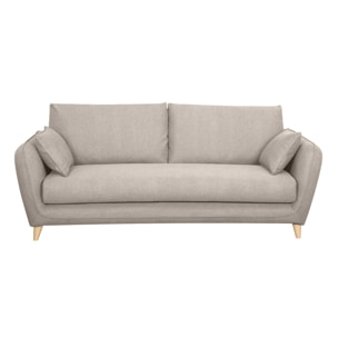 Canapé convertible scandinave 3 places en tissu beige avec matelas 10 cm CREEP
