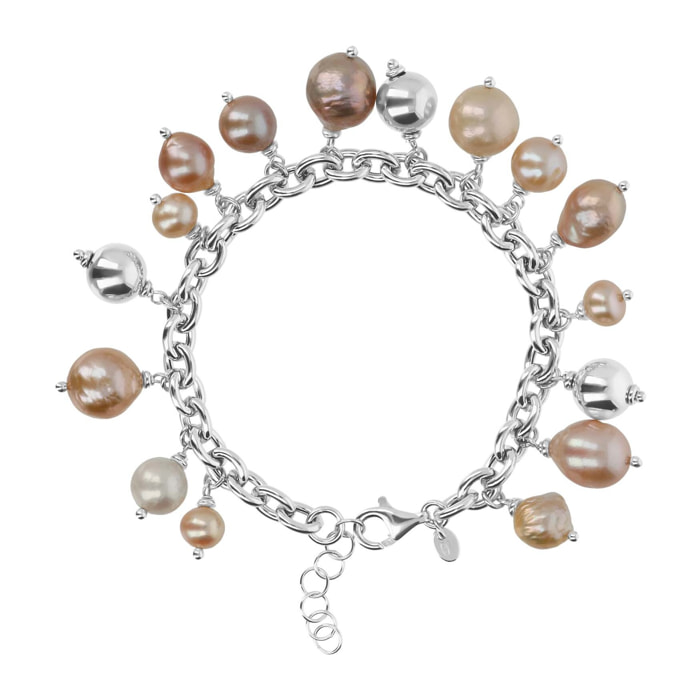 Bracciale con Charms di Perle d'Acqua Dolce Multicolore Ø 9 mm