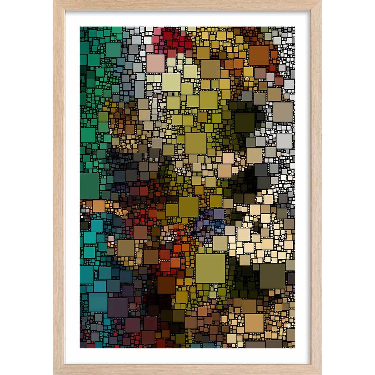 Affiche vitraux sagrada familia Affiche + cadre en bois - Chêne