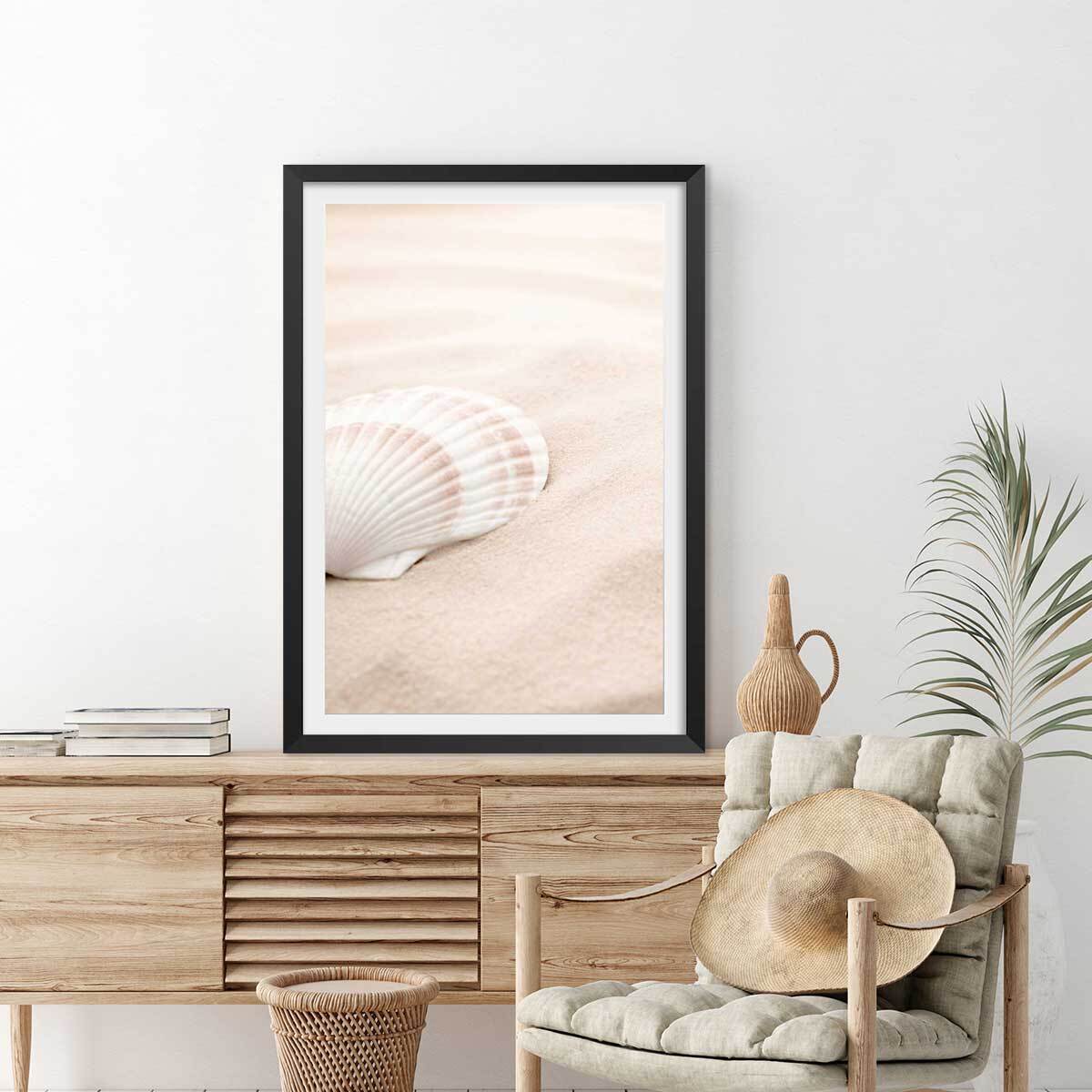 Poster coquillage Affiche + cadre en bois - Noir