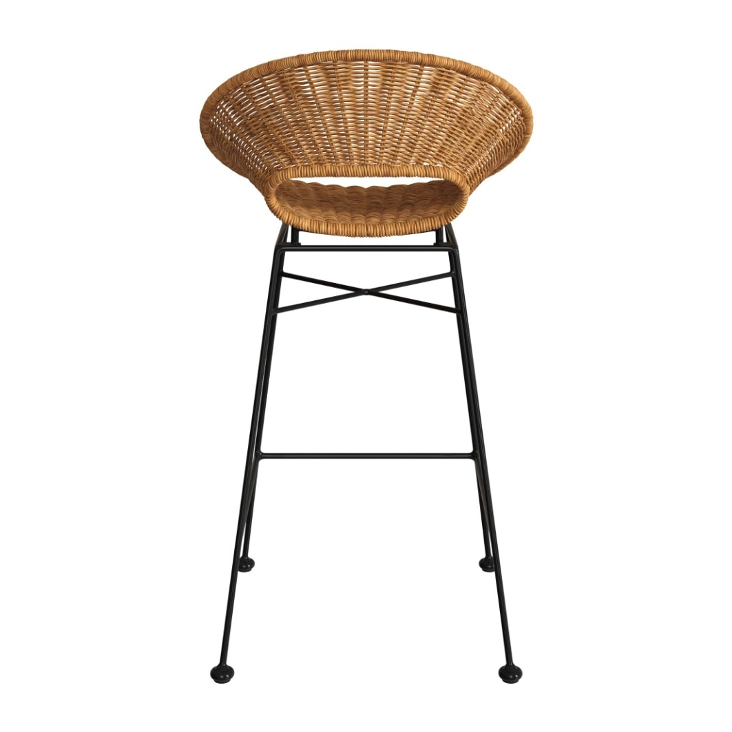 Tabouret de bar Rava en résine tressée naturelle 65 cm (lot de 2)