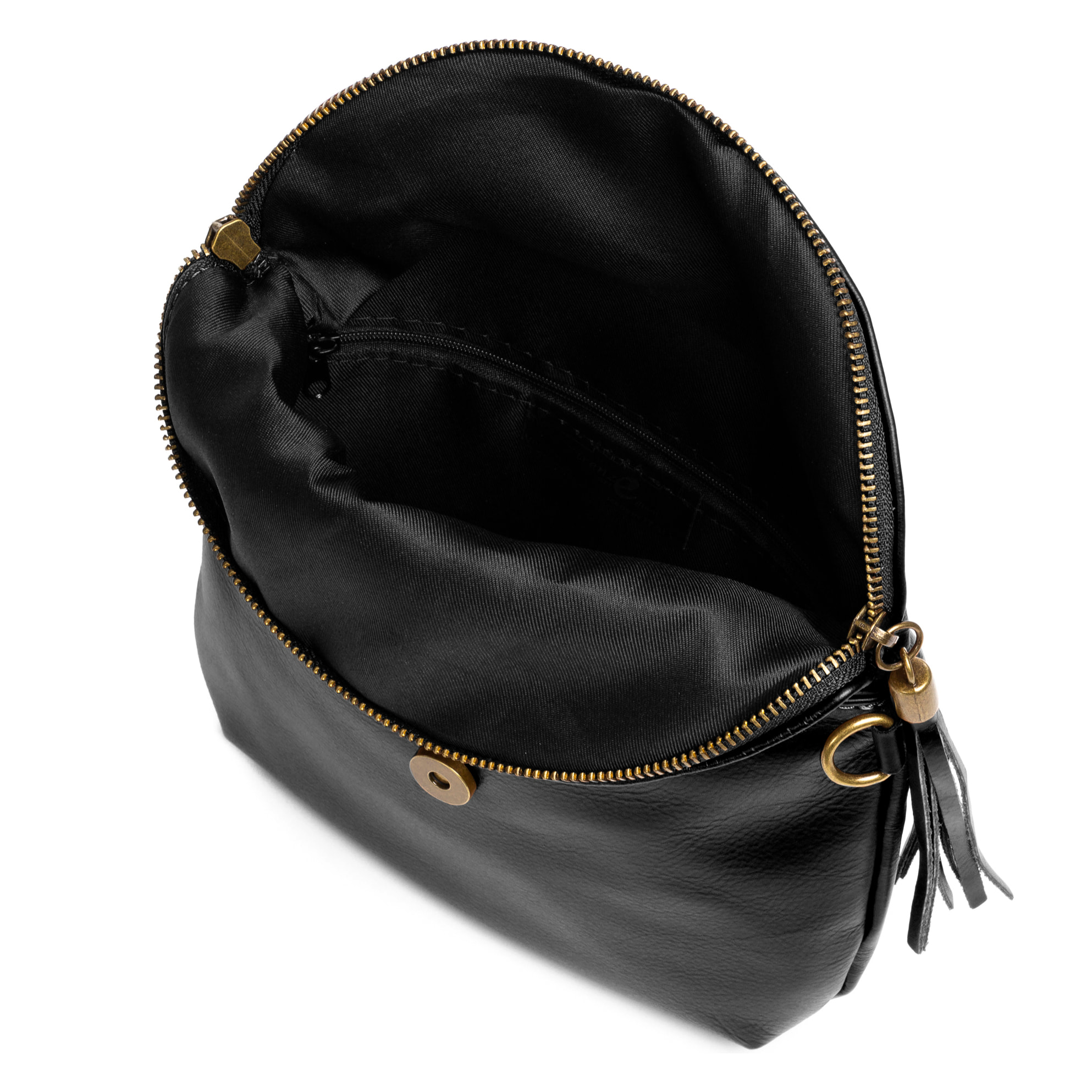 Borsa a Spalla da Donna Ancona Vera Pelle Sauvage Made in Italy 21,5x4x17 Cm. Colore nero