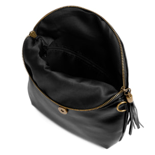 Borsa a Spalla da Donna Ancona Vera Pelle Sauvage Made in Italy 21,5x4x17 Cm. Colore nero