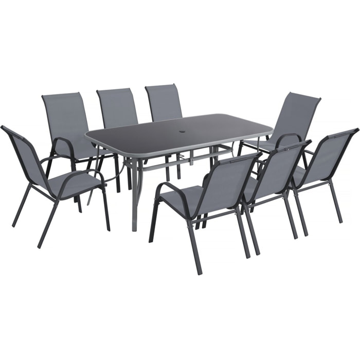 Salon de jardin repas 8 places "Cordoba XL 180" - Gris