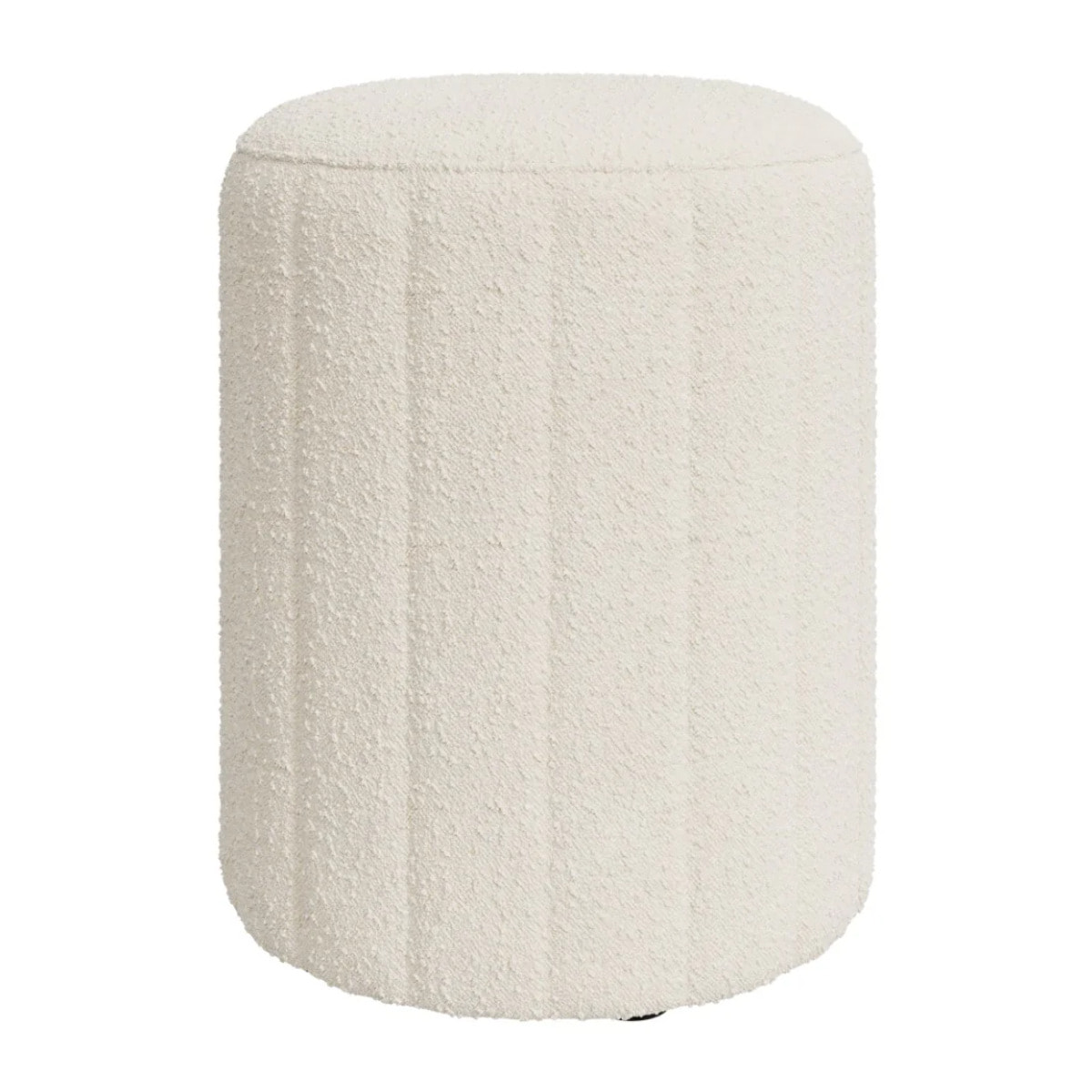 Pouf rond en tissu blanc bouclé - Eva