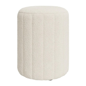Pouf rond en tissu blanc bouclé - Eva