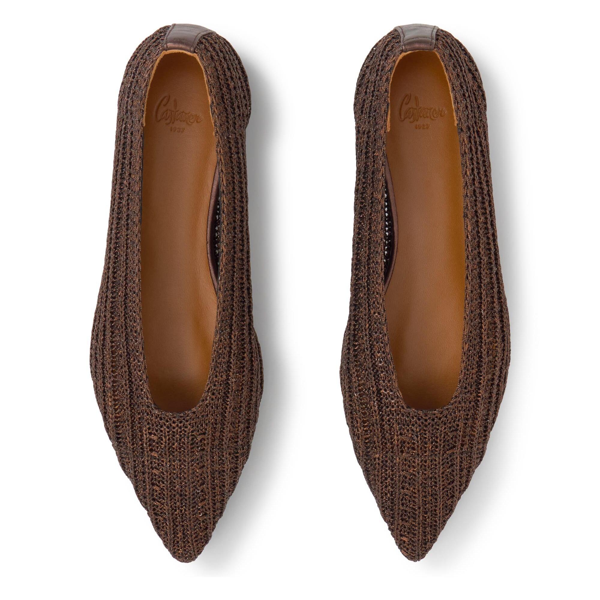 Bailarina plana Bassi en punto metalizado