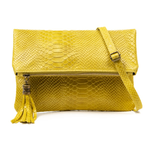 Alzano borsa a tracolla donna. Pelle autentica Camoscio goffrato serpente.