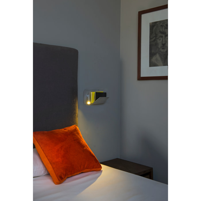 SUAU USB A Lampada da parete grigio con lettore sinistra