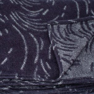 Couverture laine Mérinos très douce - Bleu Marine
