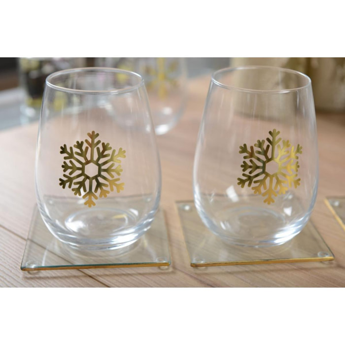 Set 6 dessous de verre carre avec bord dore