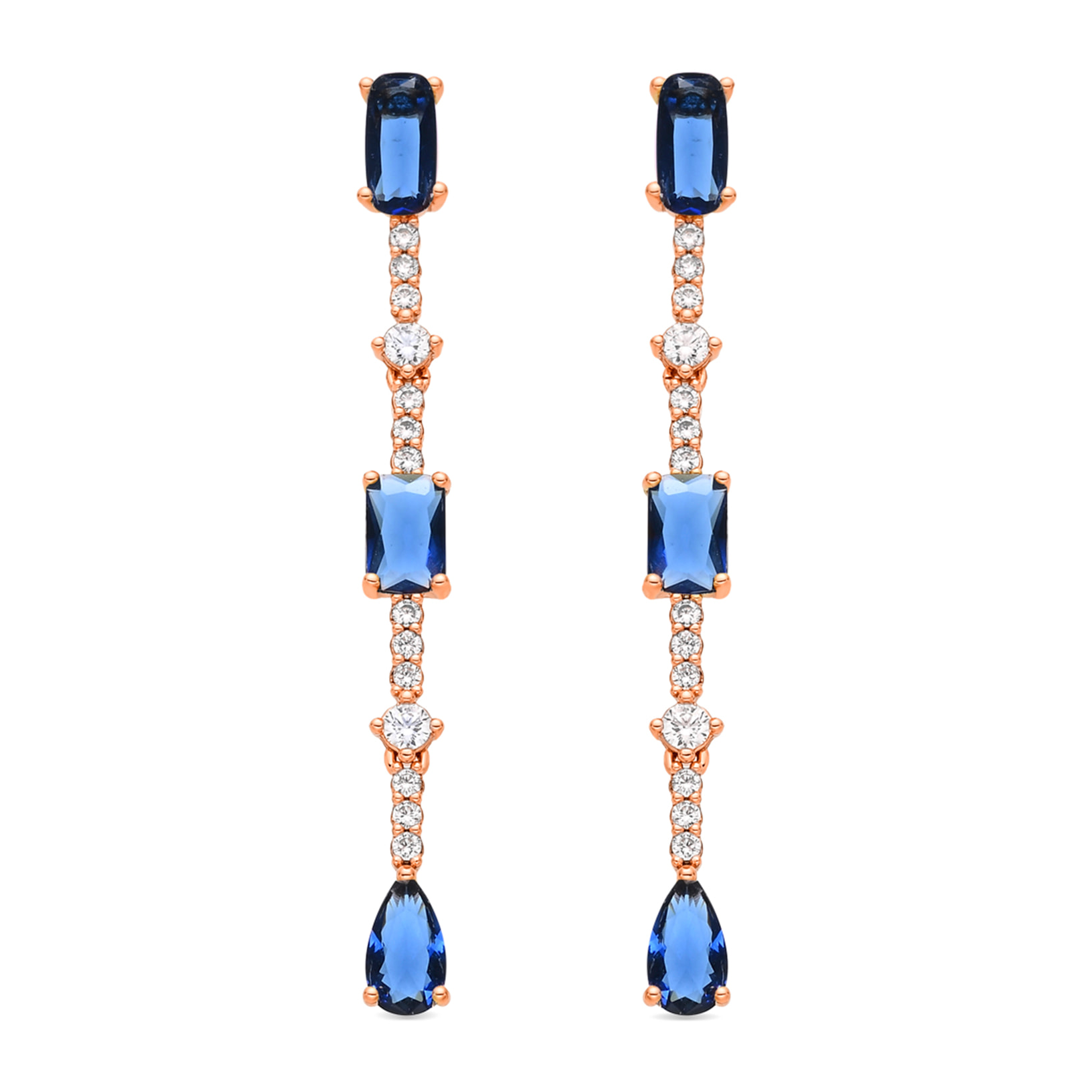 Pendientes de Circonita Zafiro acabado en oro amarillo de 18k