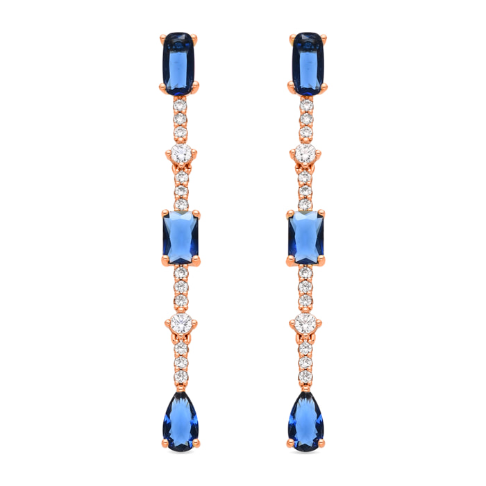 Pendientes de Circonita Zafiro acabado en oro amarillo de 18k
